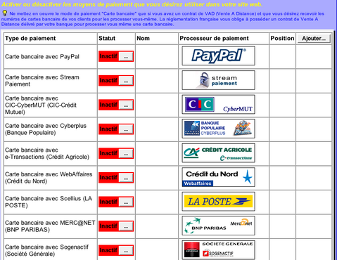 ebp web commerce : les paiements